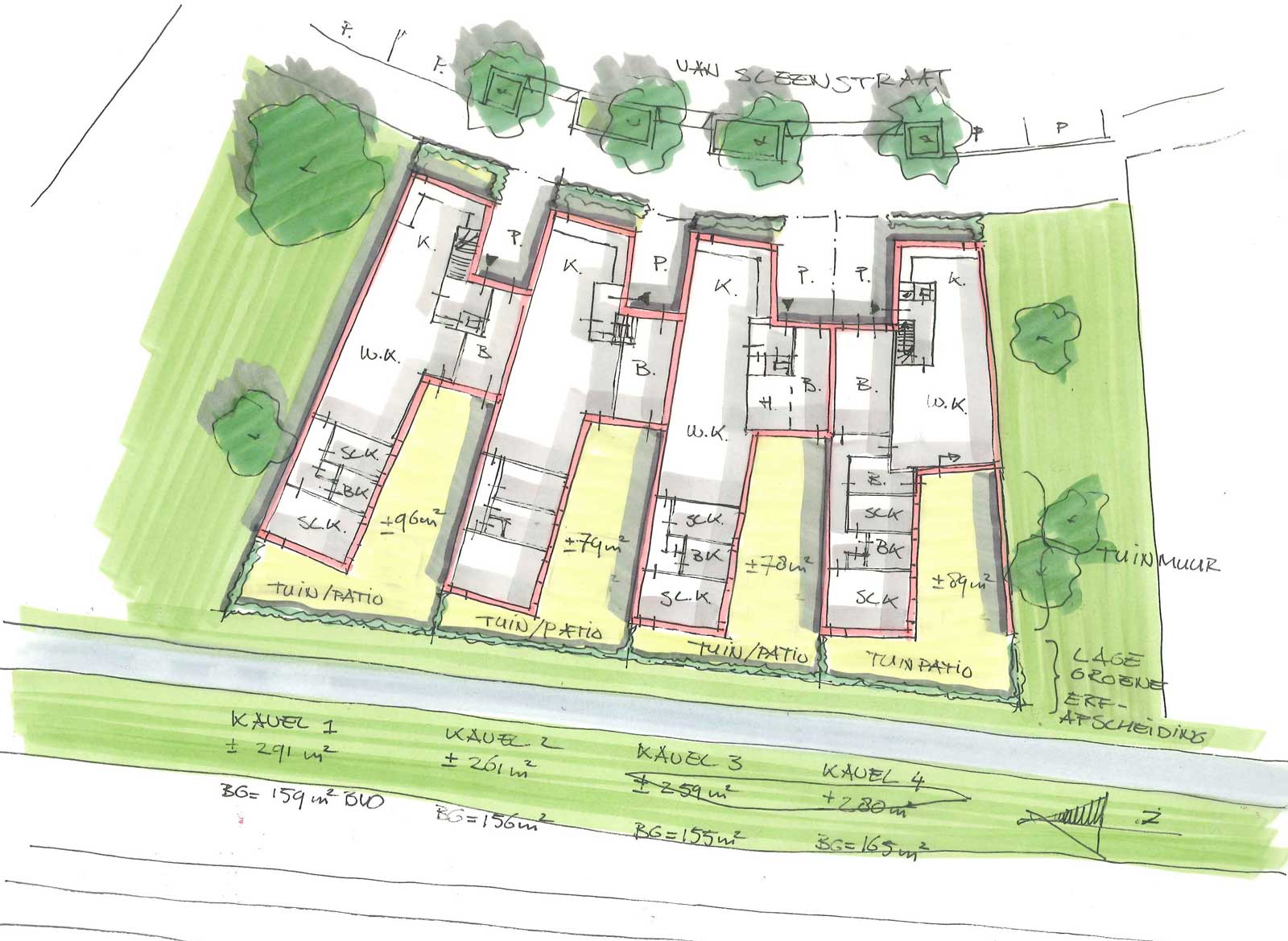 schets verkaveling - CPO patiowoningen Sleenstraat Brielle schets verkaveling - CPO patiowoningen Sleenstraat Brielle