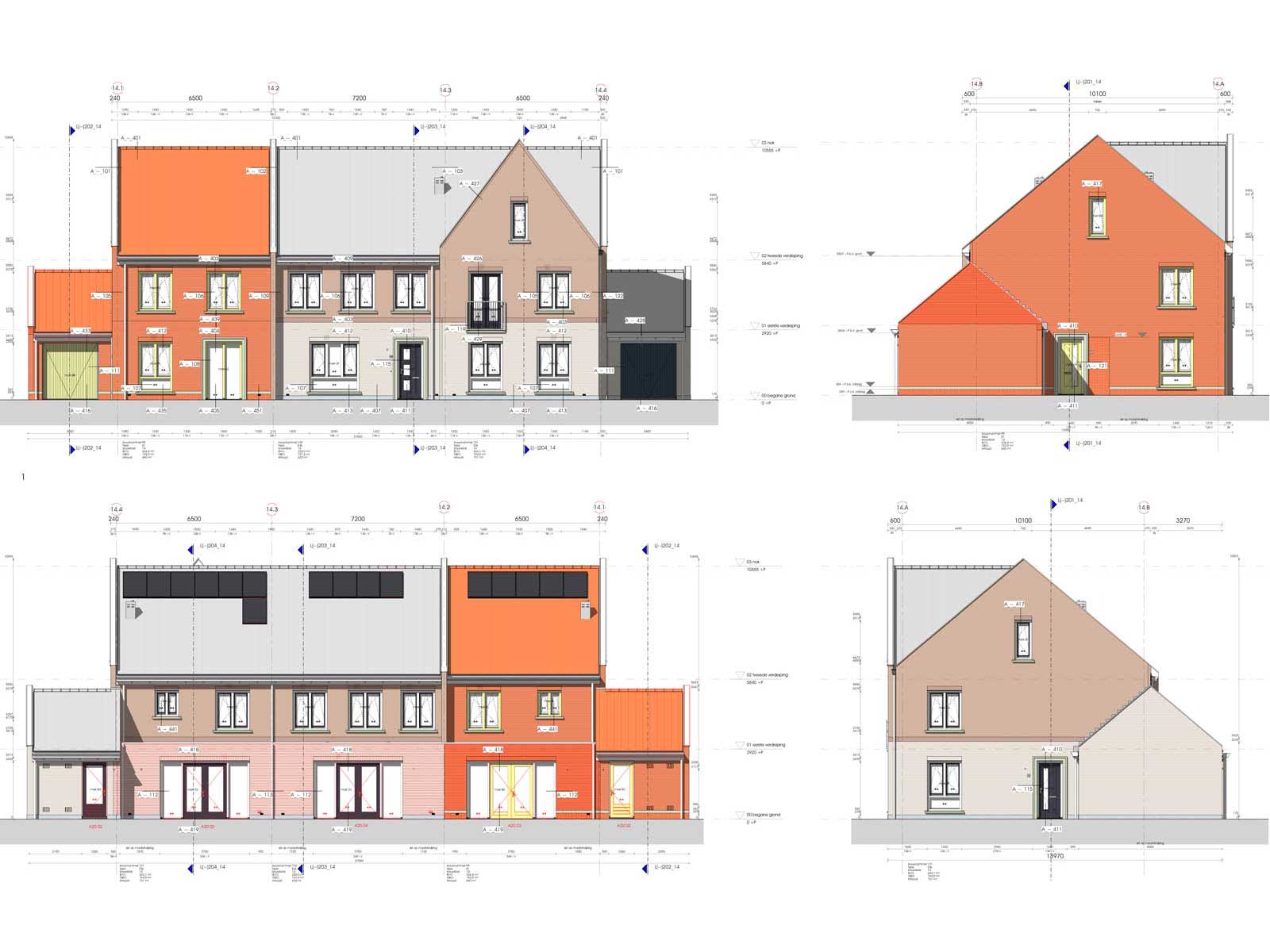 gevelaanzichten blok 14 - Zilverrijk in Schoonhoven gevelaanzichten blok 14 - Zilverrijk in Schoonhoven