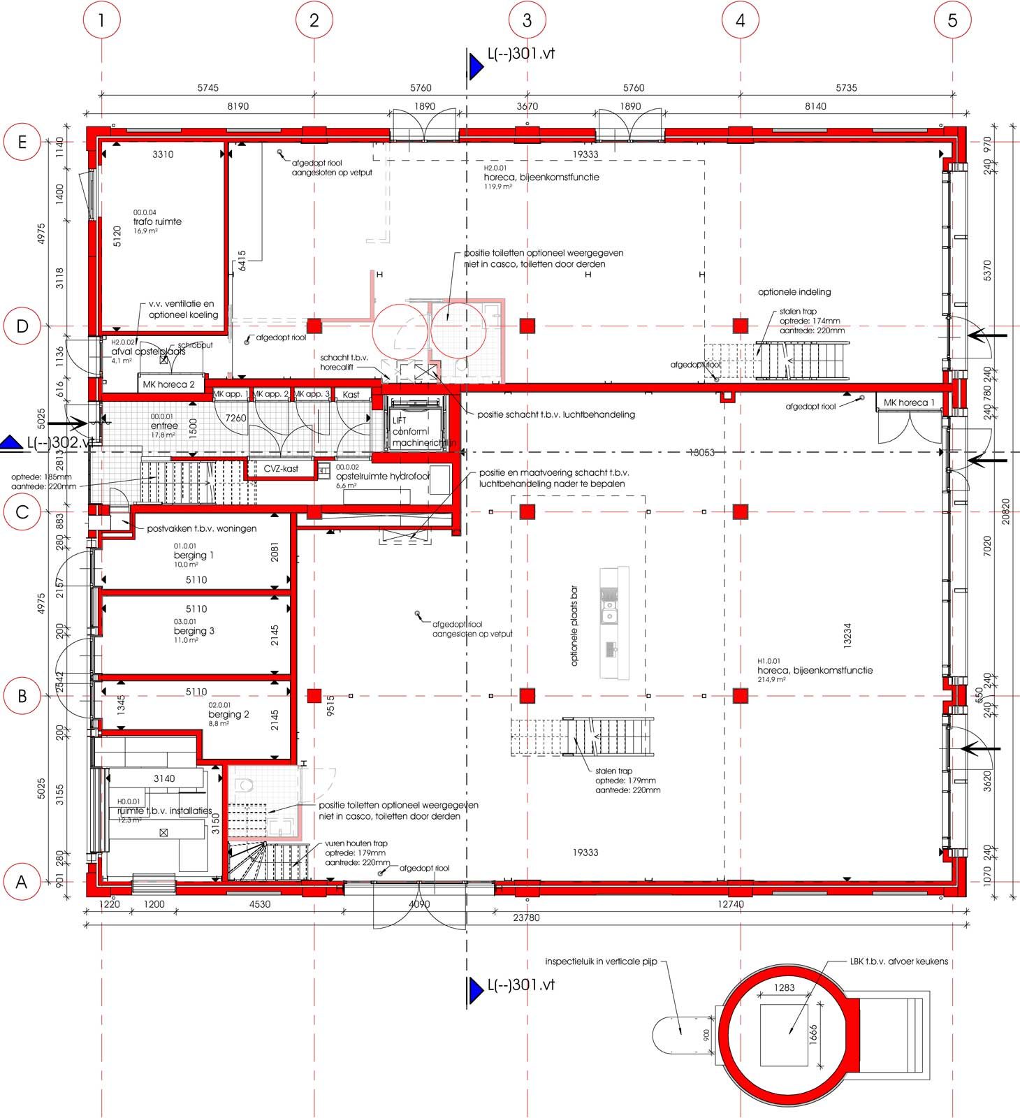 plattegrond begane grond van renovatie en transformatie monument De Wasserij te Woerden plattegrond begane grond van renovatie en transformatie monument De Wasserij te Woerden