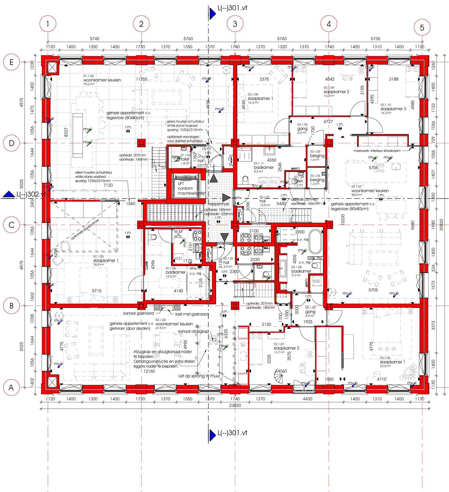 plattegrond eerste verdieping van renovatie en transformatie monument De Wasserij te Woerden plattegrond eerste verdieping van renovatie en transformatie monument De Wasserij te Woerden