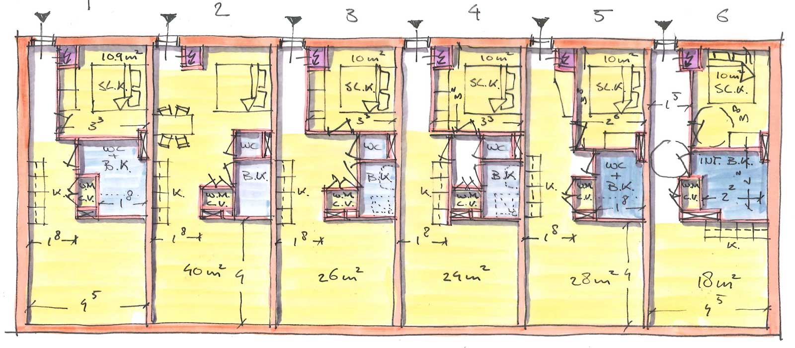 Appartementencomplex Welgelegen Blok G Utrecht - mogelijke indelingen appartementen