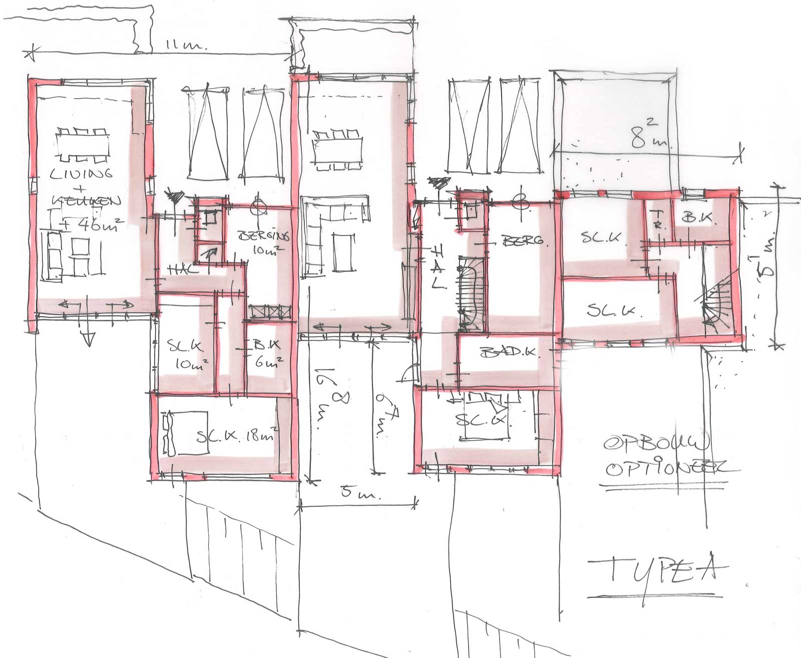Teylingerhof Bleiswijk CPO Patiowoningen - Schetsen plattegronden type A