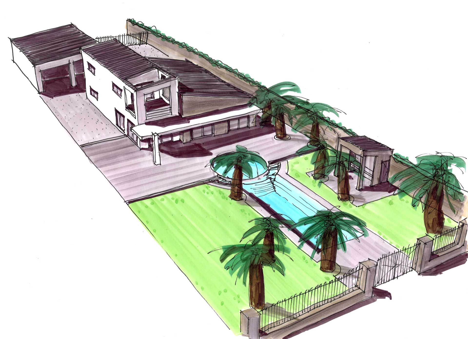 beachvilla strandhuis Spanje - Perspectief achterzijde beachvilla strandhuis Spanje - Perspectief achterzijde