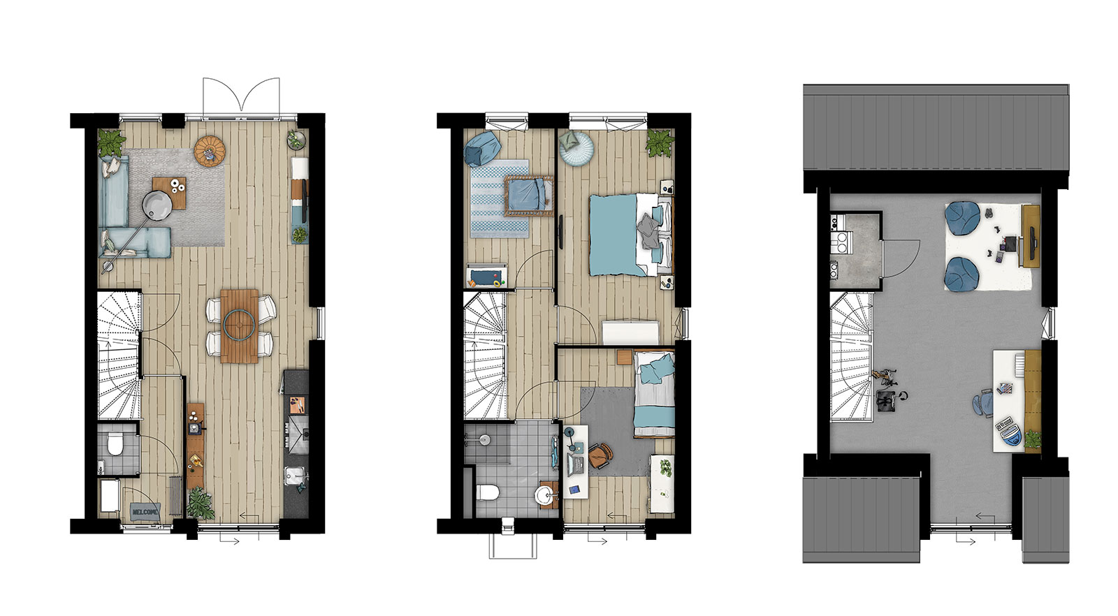 Reeuwijk Moerweide Havenwoningen Vosplan - plattegronden