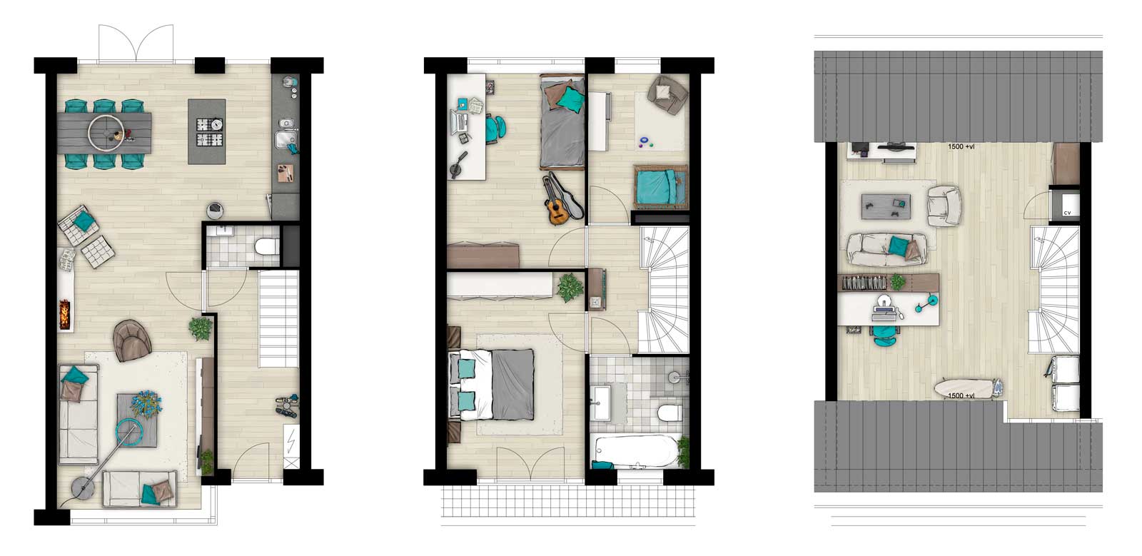 plattegronden rijwoning keuken achterzijde - De Jonge Veenen Moerkapelle plattegronden rijwoning keuken achterzijde - De Jonge Veenen Moerkapelle