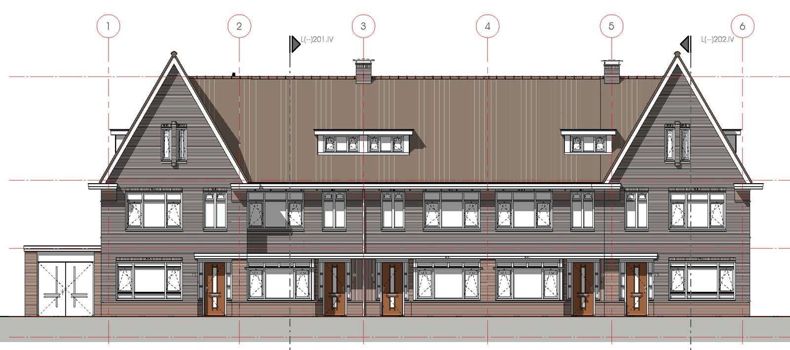 voorgevel blok 4 - De Jonge Veenen Moerkapelle voorgevel blok 4 - De Jonge Veenen Moerkapelle