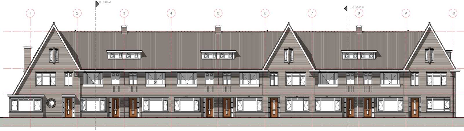 voorgevel blok 6 - De Jonge Veenen Moerkapelle voorgevel blok 6 - De Jonge Veenen Moerkapelle
