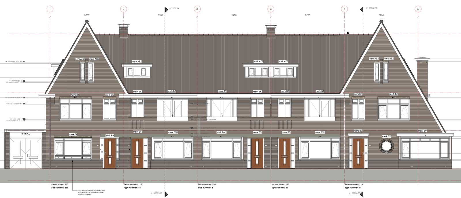 voorgevel blok 20 - De Jonge Veenen Moerkapelle voorgevel blok 20 - De Jonge Veenen Moerkapelle