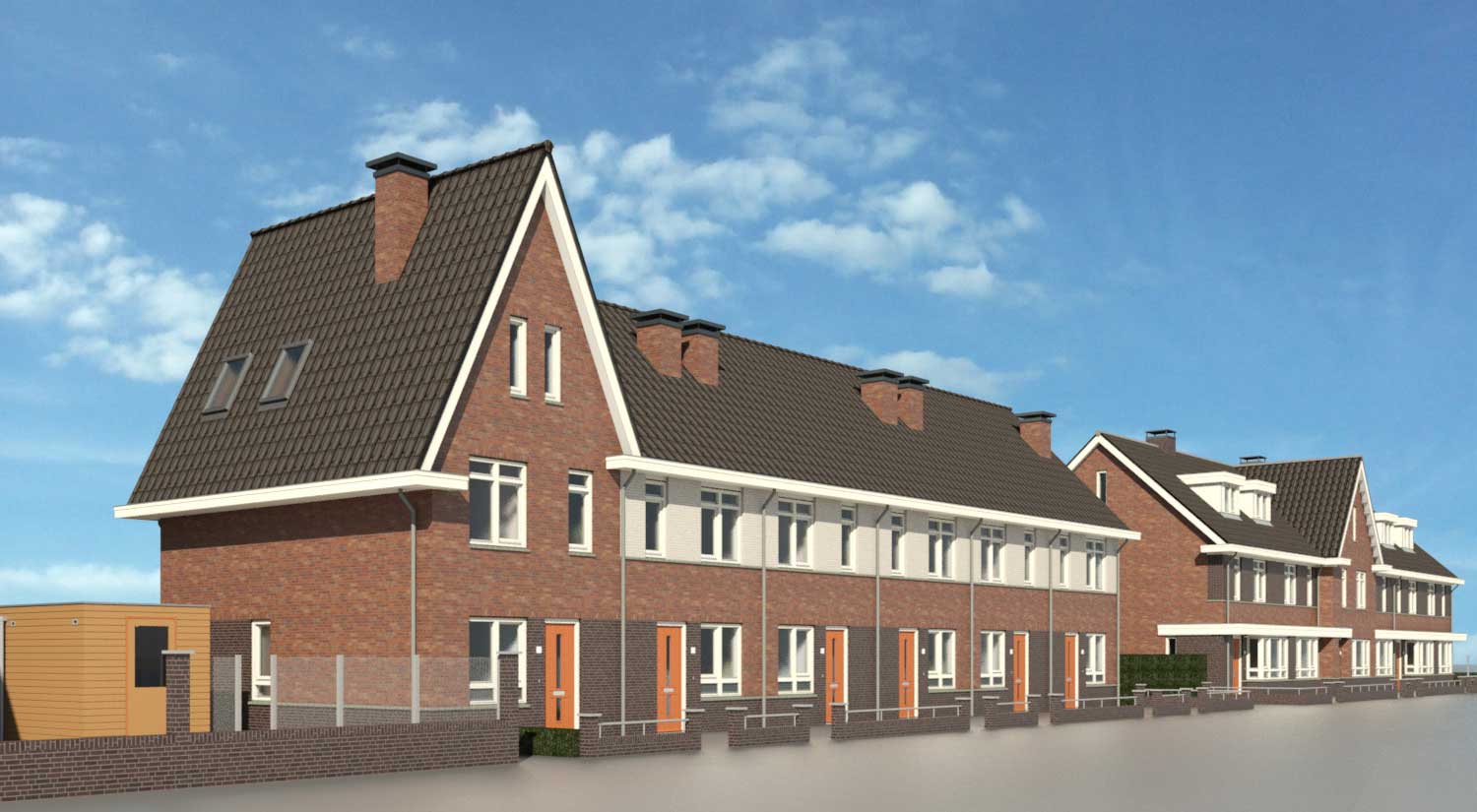 impressie voorgevel - sociale eengezinswoningen Moerkapelle impressie voorgevel - sociale eengezinswoningen Moerkapelle