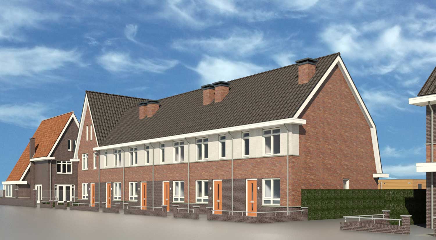 impressie voorgevel - sociale eengezinswoningen Moerkapelle impressie voorgevel - sociale eengezinswoningen Moerkapelle