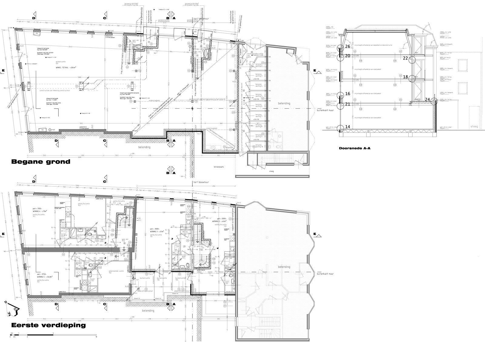 bouwtekening begane grond en eerste verdieping - wonen boven winkels Peperstraat Purmerend bouwtekening begane grond en eerste verdieping - wonen boven winkels Peperstraat Purmerend