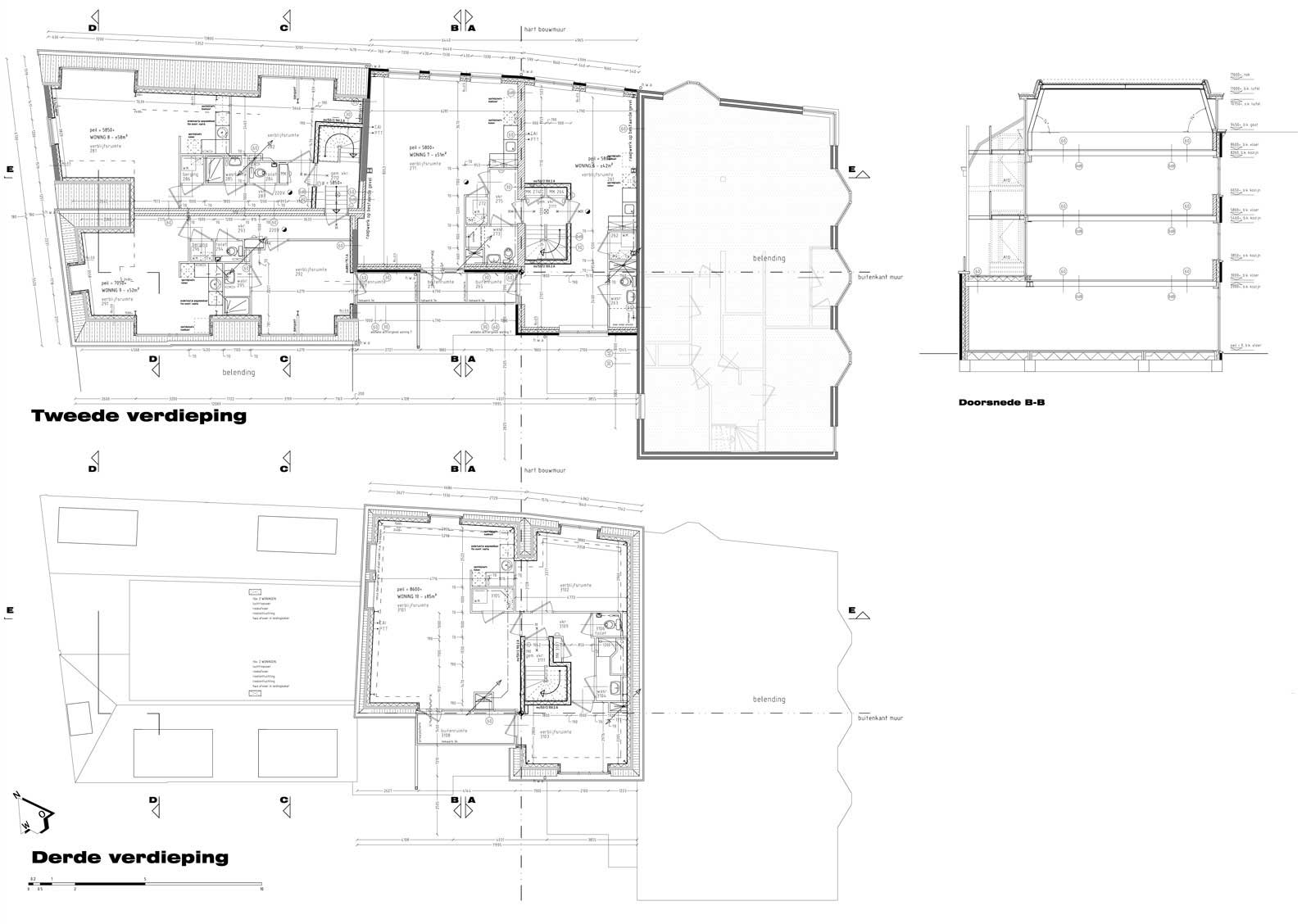 bouwtekening tweede en derde verdieping - wonen boven winkels Peperstraat Purmerend bouwtekening tweede en derde verdieping - wonen boven winkels Peperstraat Purmerend