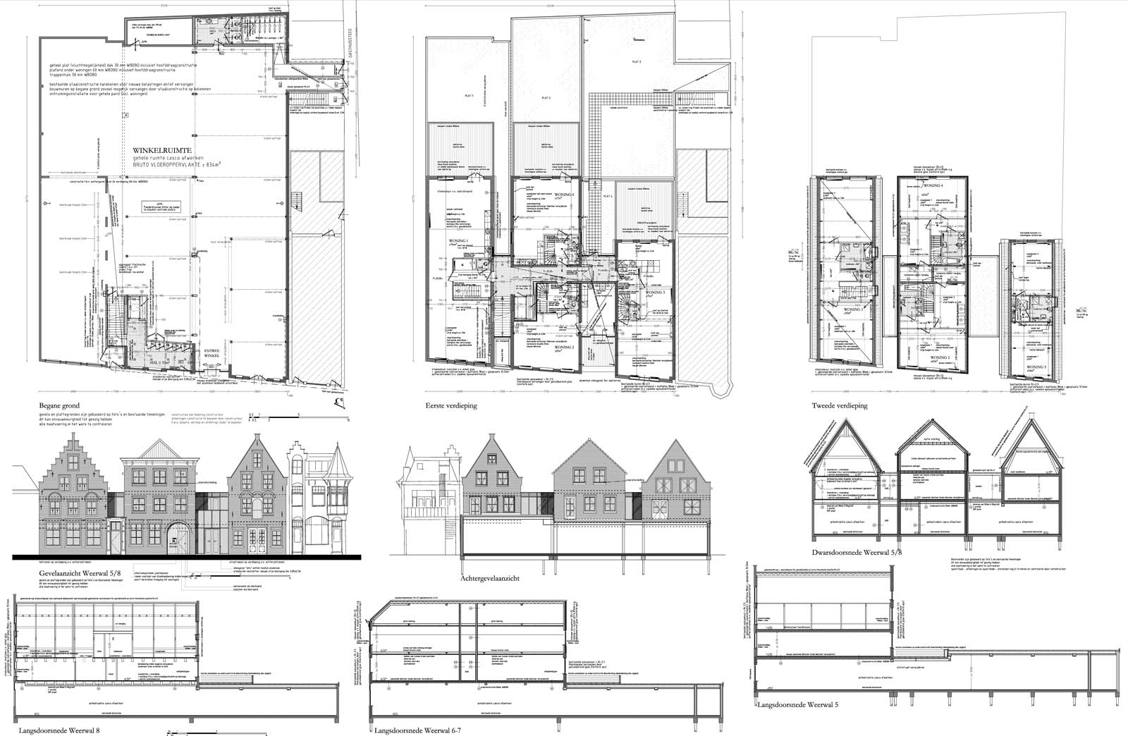 bouwtekening - rijksmonument winkel met stadsappartementen Weerwal Purmerend bouwtekening - rijksmonument winkel met stadsappartementen Weerwal Purmerend