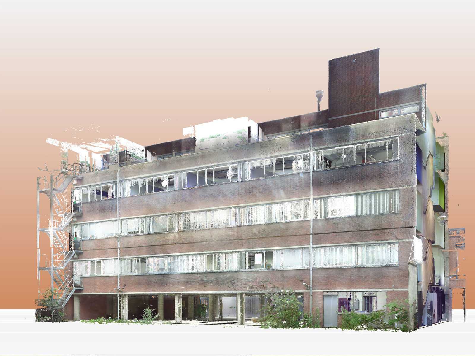 poincloud bestaande toestand - transformatie kantoor loftwoningen Noordsingel Rotterdam