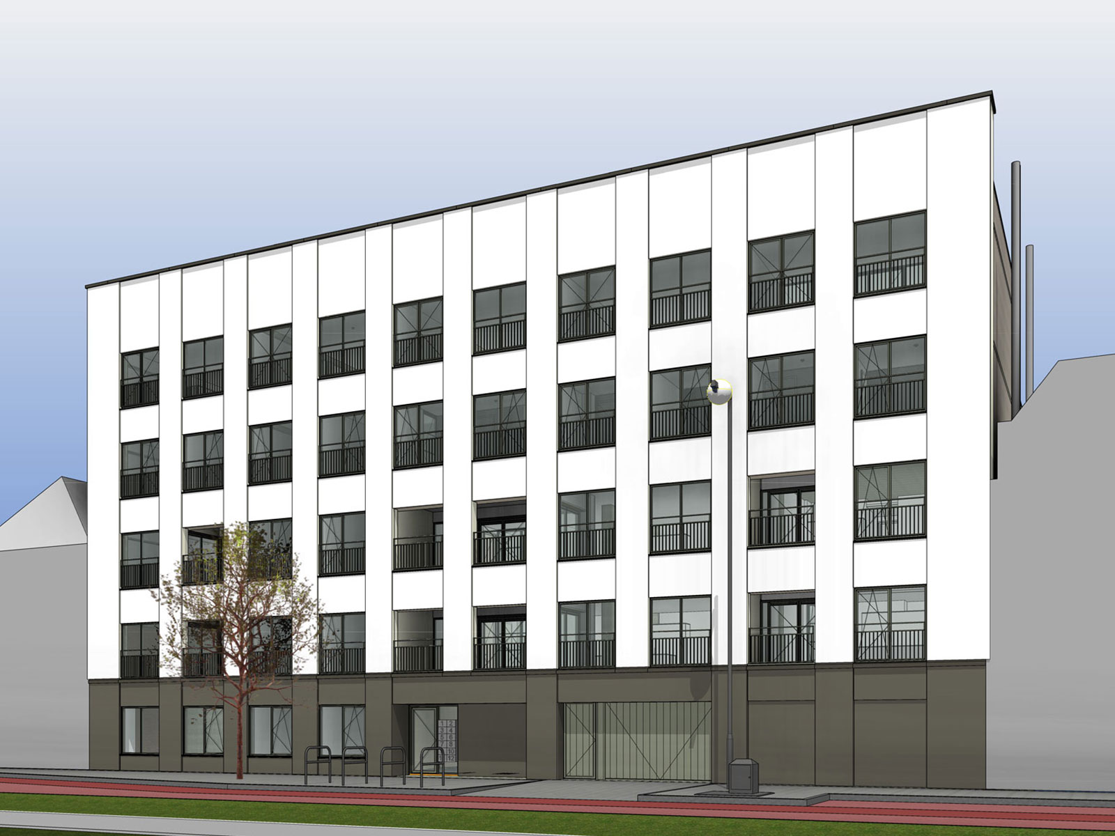 impressie voorgevel - transformatie kantoor loftwoningen Noordsingel Rotterdam