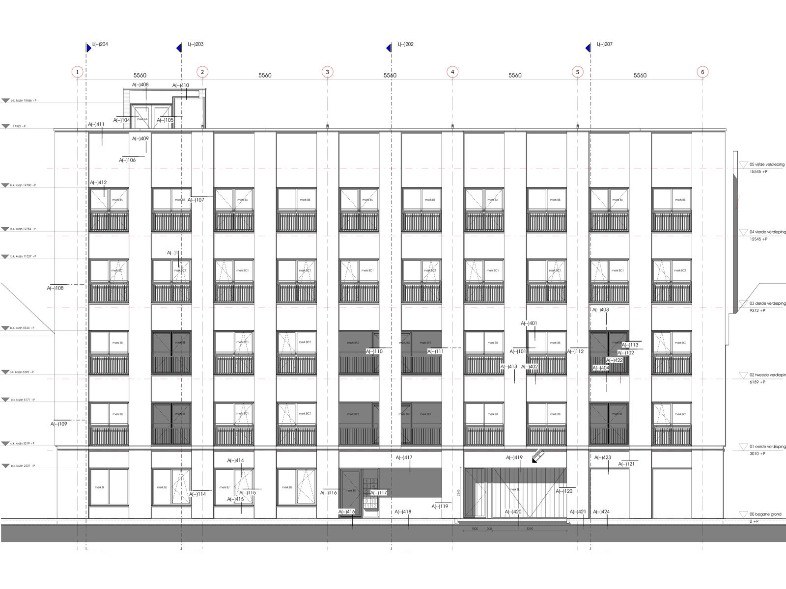 voorgevel - transformatie kantoor loftwoningen Noordsingel Rotterdam