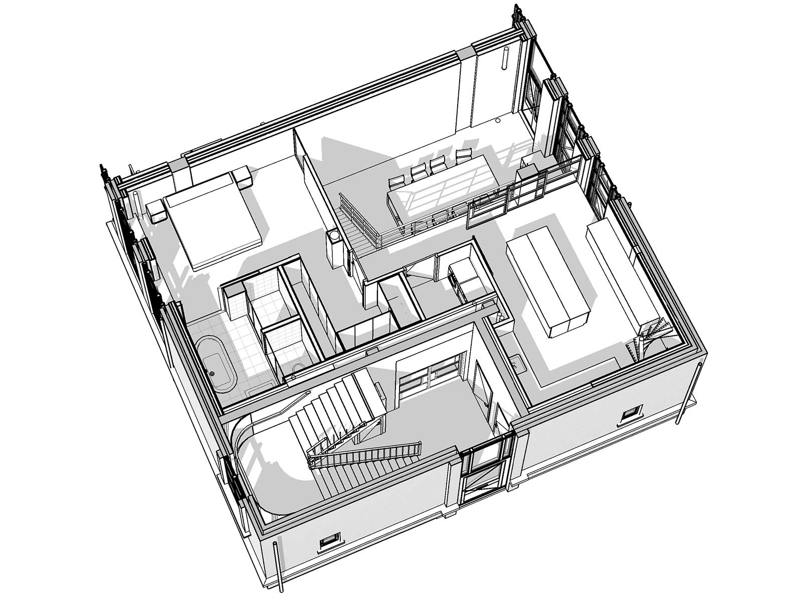 Industrieel loftwonen in Raamwerk 75 Woerden - 3D view nieuwe tussenvloer / entresol Industrieel loftwonen in Raamwerk 75 Woerden - 3D view nieuwe tussenvloer / entresol