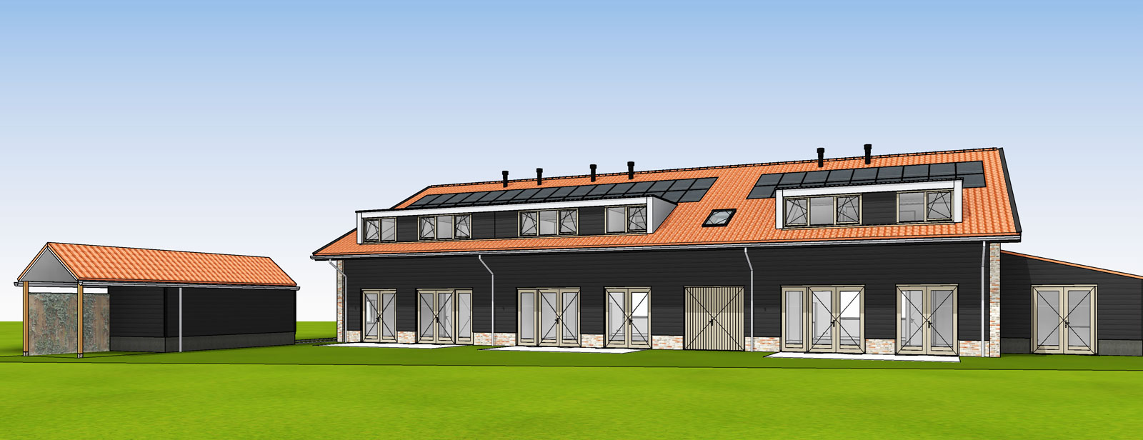 impressie achtergevel 3D BIM model - Veldschuur Soester Erf Soest impressie achtergevel 3D BIM model - Veldschuur Soester Erf Soest