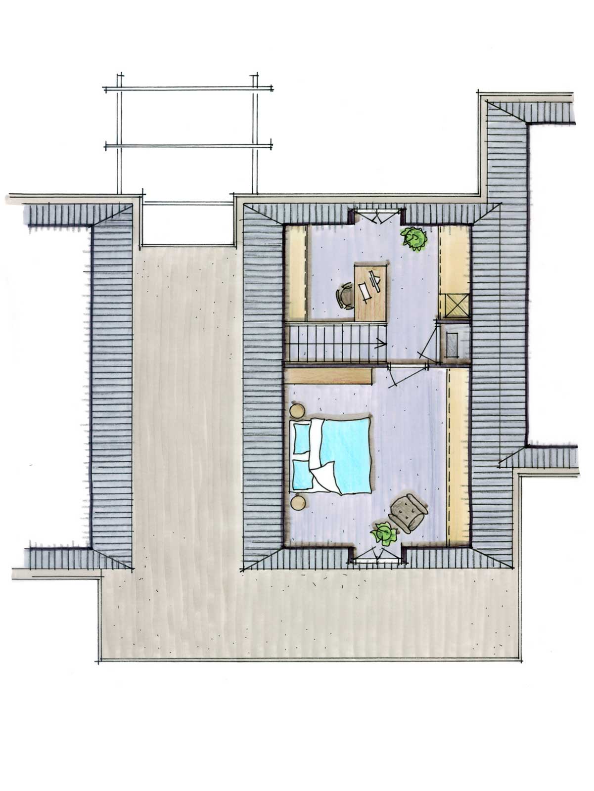 schetsontwerp eerste verdieping - patiowoningen Moerdijkhof Moerkapelle