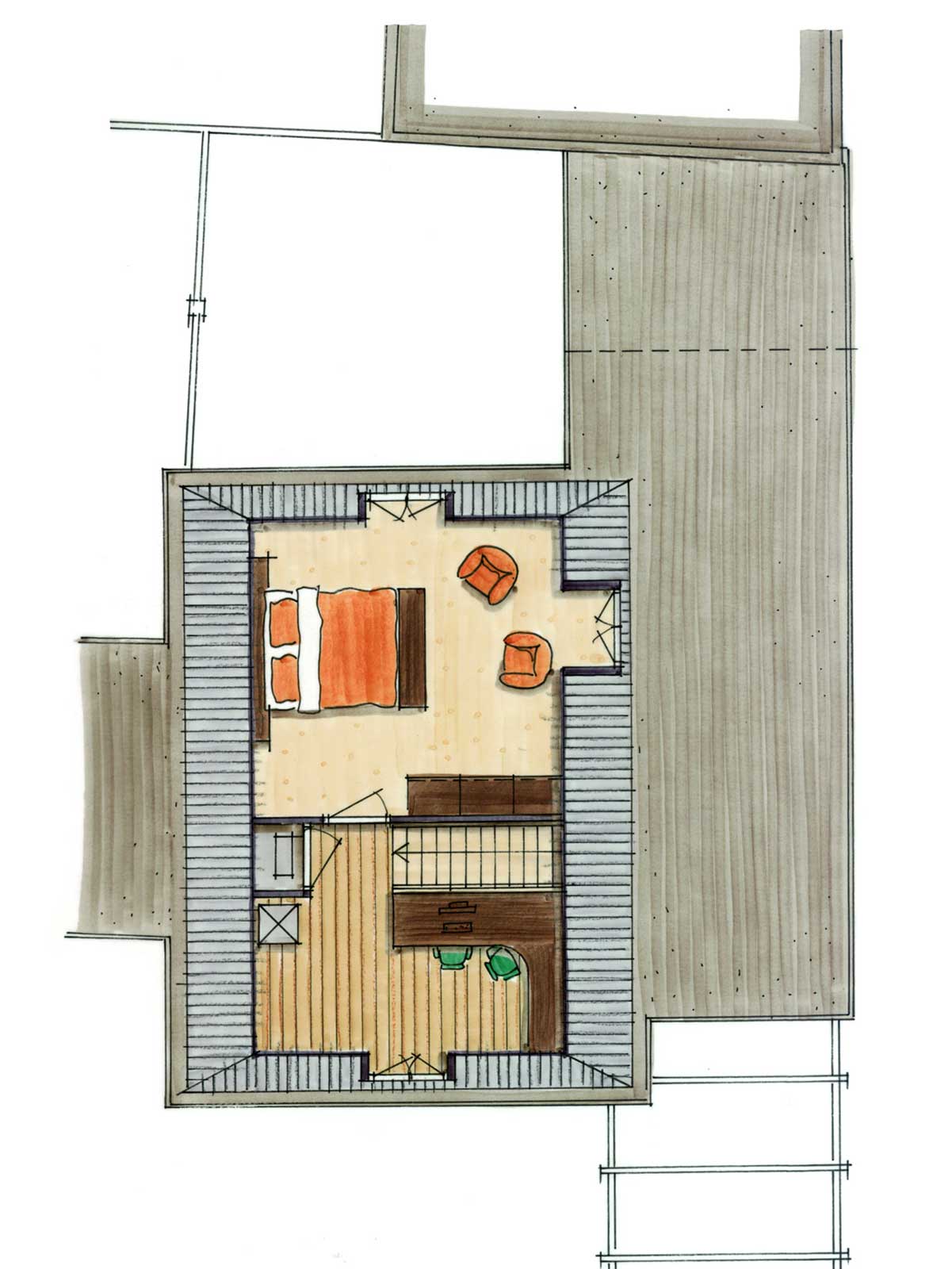 schetsontwerp eerste verdieping - patiowoningen Moerdijkhof Moerkapelle