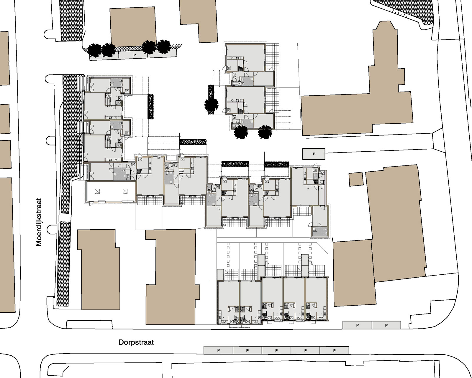 situatietekening - patiowoningen Moerdijkhof Moerkapelle