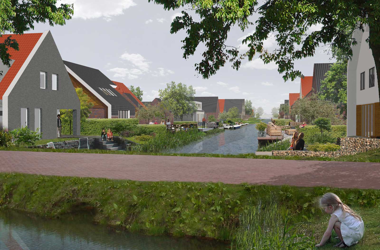 impressie watergang - woonwijk De Wadde Plasweg Waddinxveen impressie watergang - woonwijk De Wadde Plasweg Waddinxveen