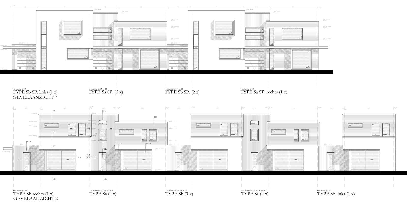 bouwtekening gevelaanzichten - villa Bracklaan Reeuwijk