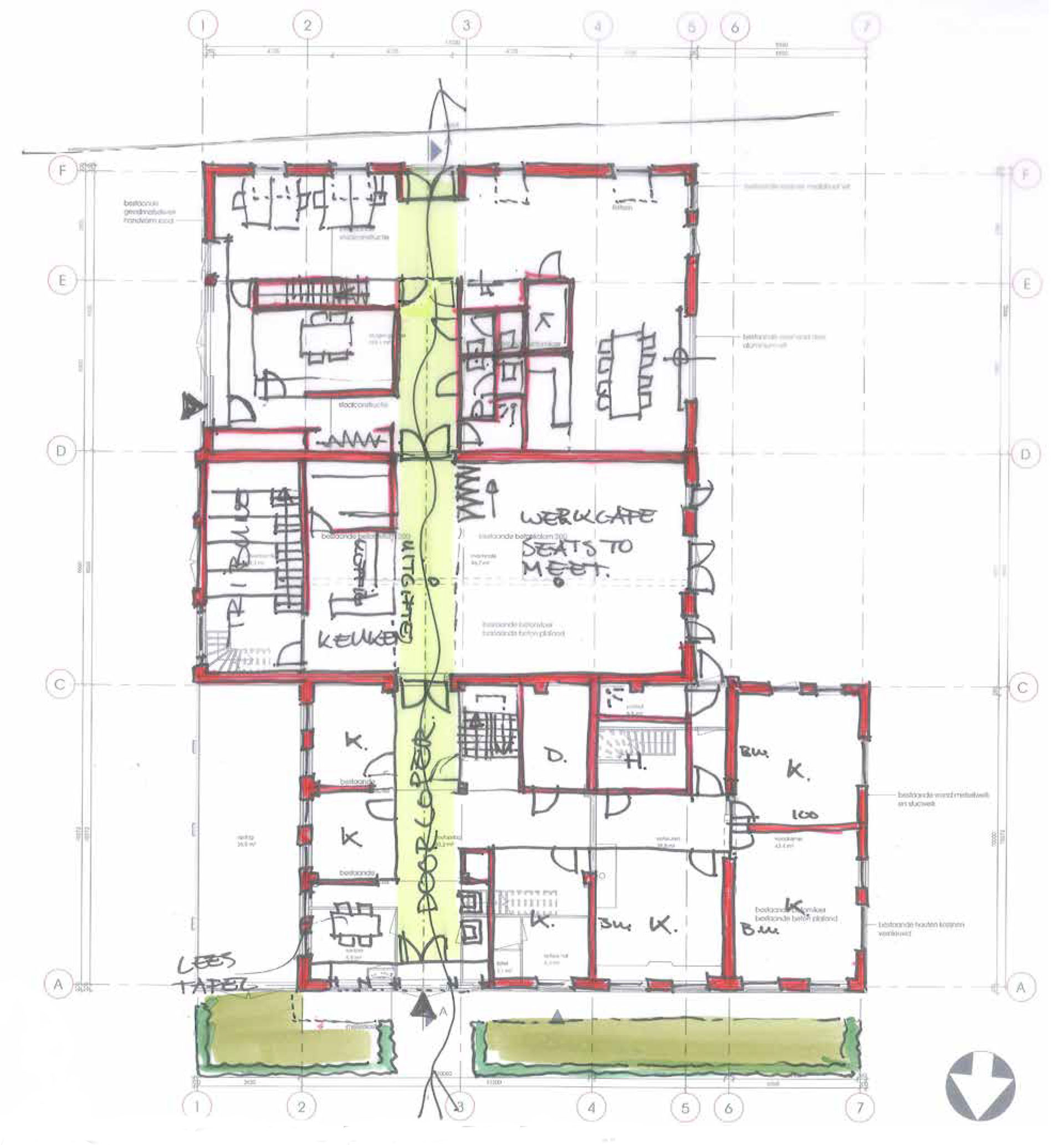 Oud Bodegraafseweg Doordacht Rien Schakel - schetsontwerp begane grond Oud Bodegraafseweg Doordacht Rien Schakel - schetsontwerp begane grond