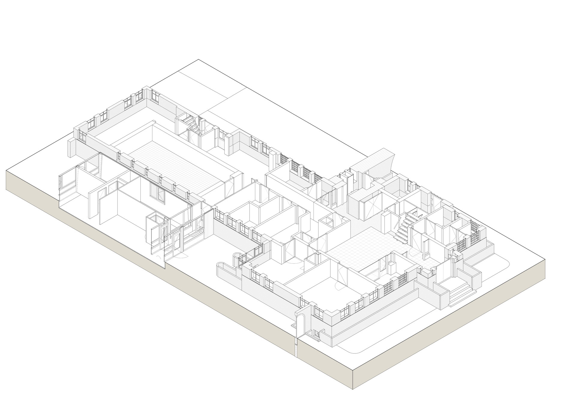Rijksmonument Nieuwe Pekela -Toba architecten Nieuwe Pekela Rijksmonument Raadhuis model isometrie begane grond Rijksmonument Nieuwe Pekela -Toba architecten Nieuwe Pekela Rijksmonument Raadhuis model isometrie begane grond