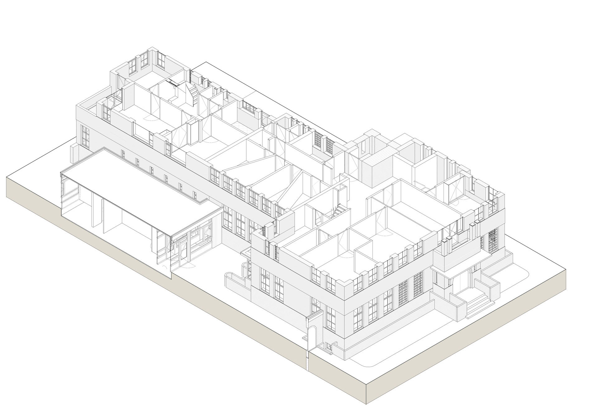 Rijksmonument Nieuwe Pekela -Toba architecten Nieuwe Pekela Rijksmonument Raadhuis model isometrie eerste verdieping Rijksmonument Nieuwe Pekela -Toba architecten Nieuwe Pekela Rijksmonument Raadhuis model isometrie eerste verdieping