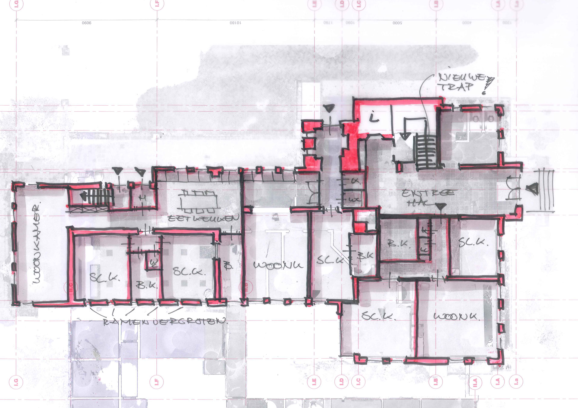 Rijksmonument Nieuwe Pekela -Toba architecten Nieuwe Pekela Rijksmonument Raadhuis schets begane grond Rijksmonument Nieuwe Pekela -Toba architecten Nieuwe Pekela Rijksmonument Raadhuis schets begane grond