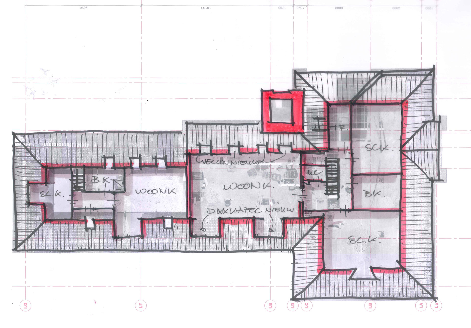 Rijksmonument Nieuwe Pekela -Toba architecten Nieuwe Pekela Rijksmonument Raadhuis schets tweede verdieping Rijksmonument Nieuwe Pekela -Toba architecten Nieuwe Pekela Rijksmonument Raadhuis schets tweede verdieping