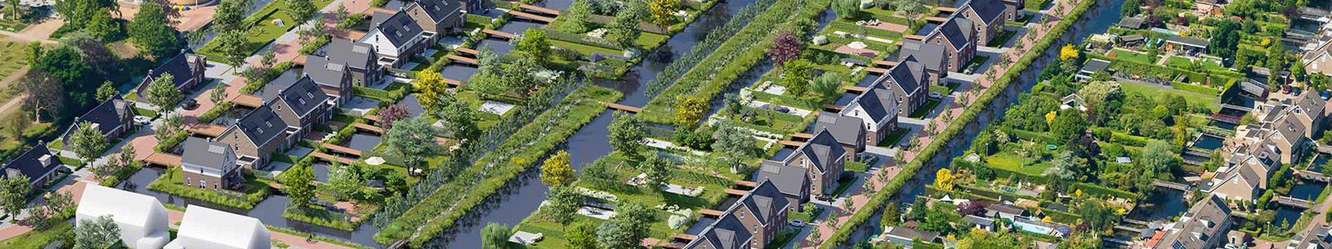 Florissant Wonen Boskoop - vogelvlucht woonwijk banner Florissant Wonen Boskoop - vogelvlucht woonwijk banner