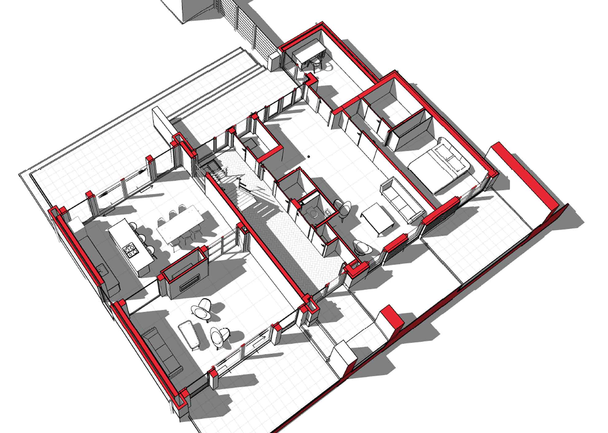 Bleskensgraaf Abbekesdoel verbouwing woonhuis isometrie begane grond
