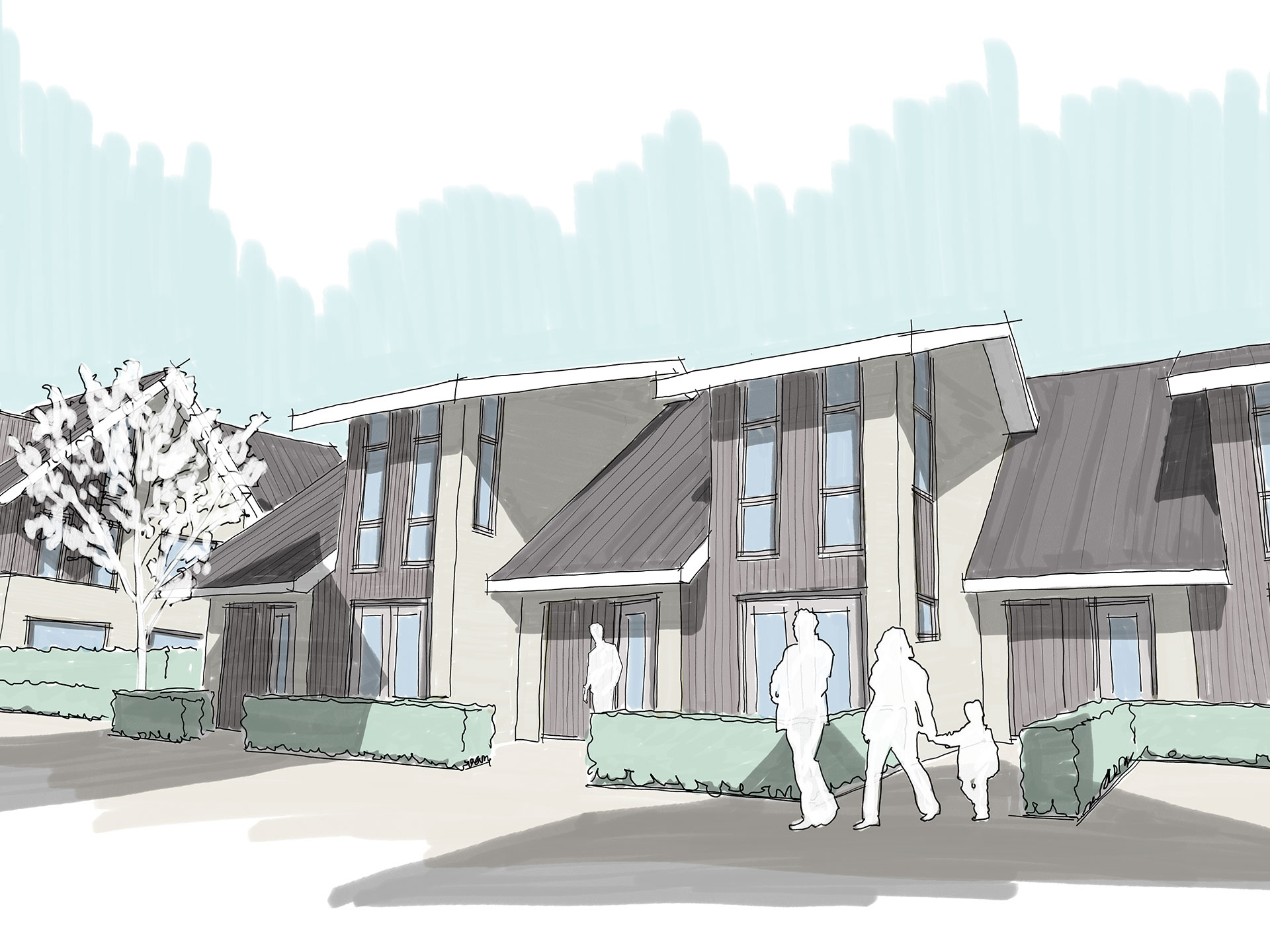 Zwammerdam Vinkebuurt beeld in hof va nde levensloopbestendige woningen Zwammerdam Vinkebuurt beeld in hof va nde levensloopbestendige woningen