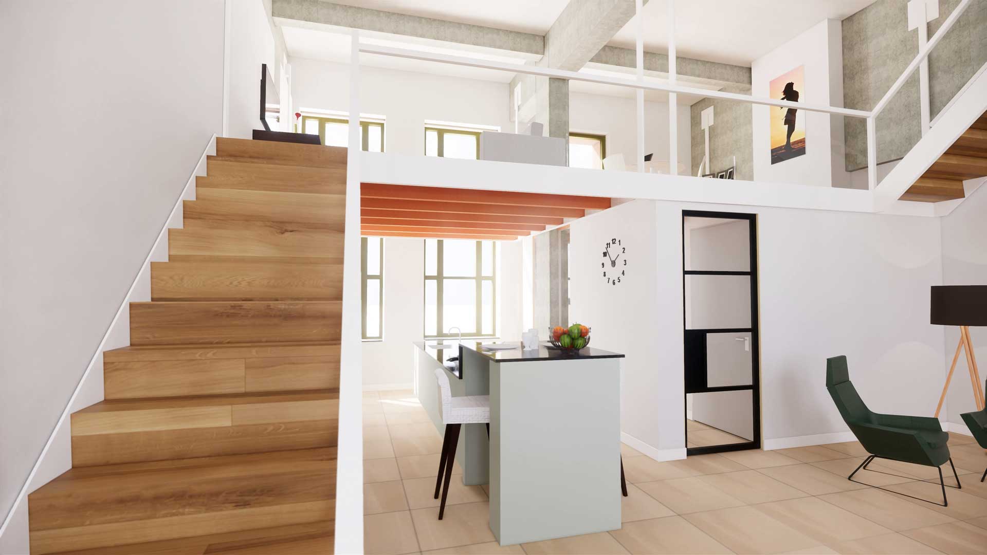 Industrieel woonhuis raamwerk Woerden Defensie eiland impressie Industrieel woonhuis raamwerk Woerden Defensie eiland impressie