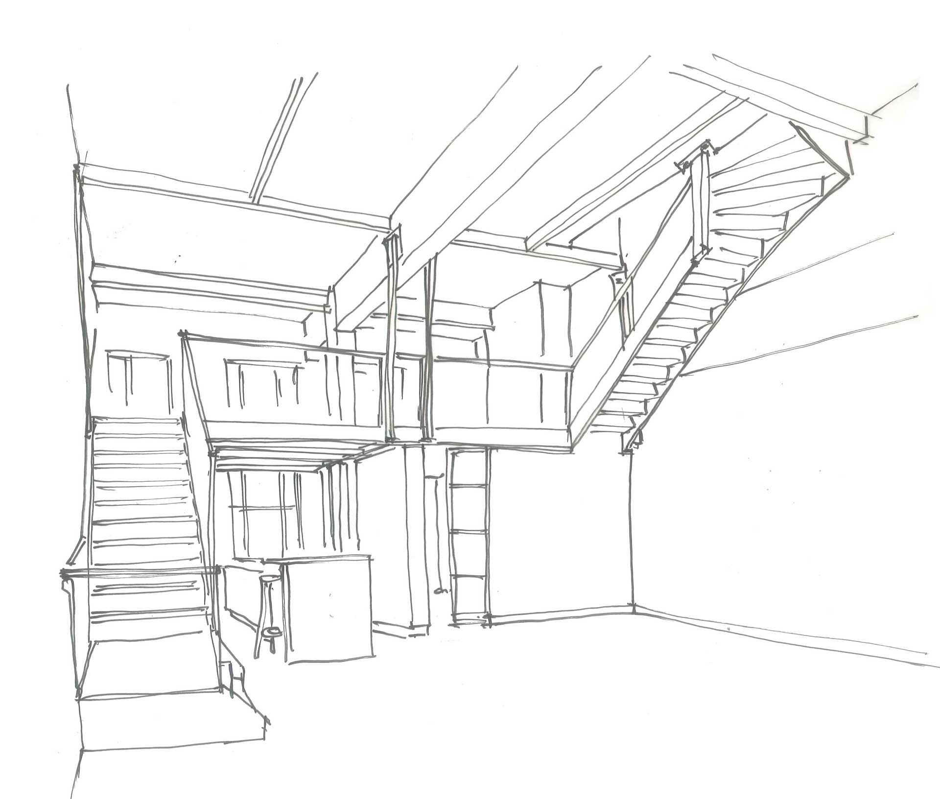 Industrieel woonhuis raamwerk Woerden Defensie eiland schets Industrieel woonhuis raamwerk Woerden Defensie eiland schets