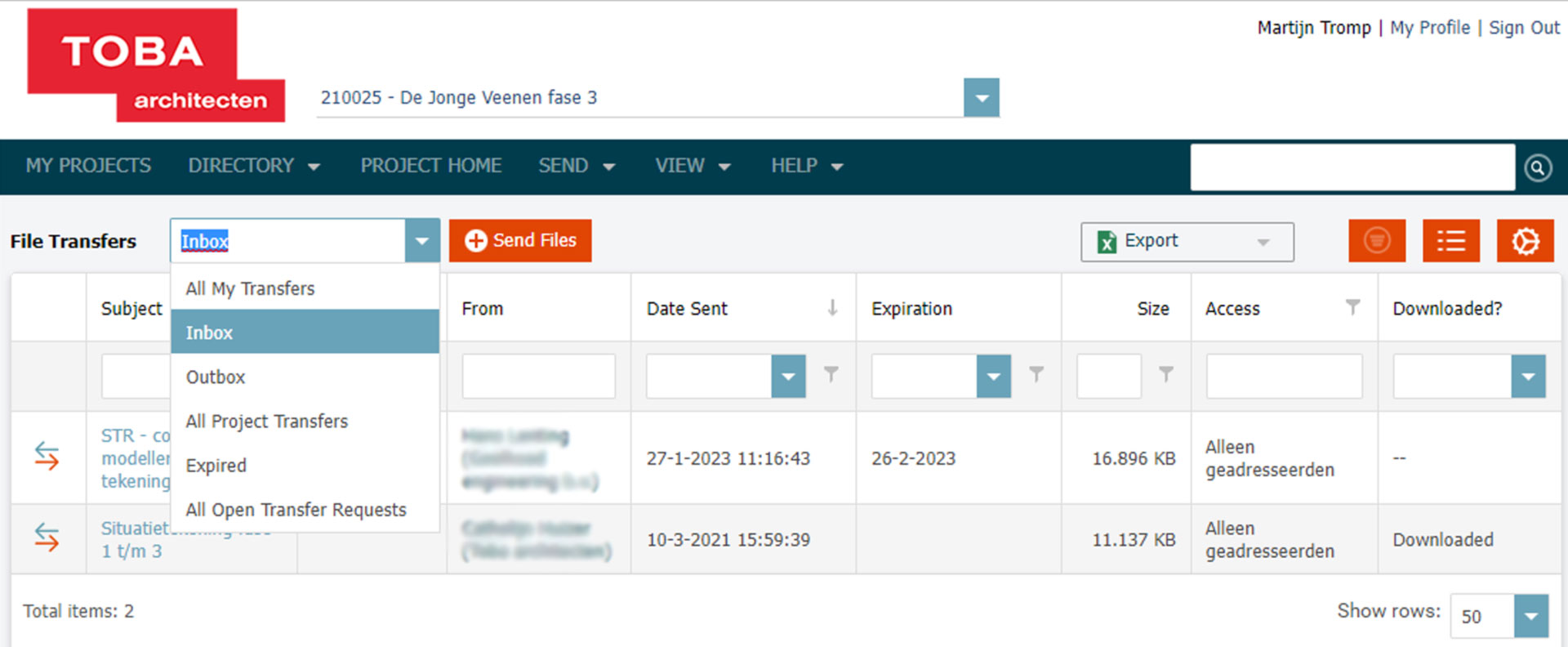 Toba architecten info exchange portaal newforma file transfers Toba architecten info exchange portaal newforma file transfers