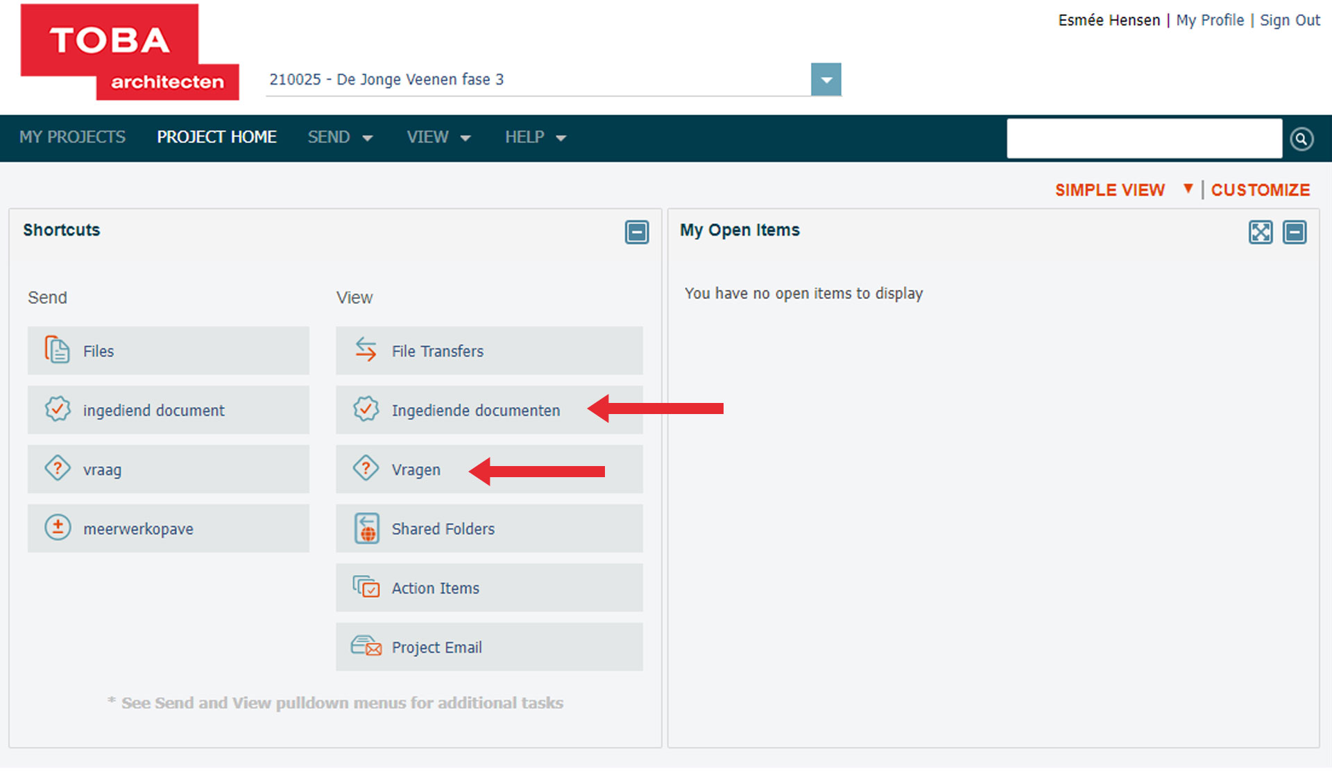 Toba architecten info exchange portaal newforma ingediende documenten Toba architecten info exchange portaal newforma ingediende documenten