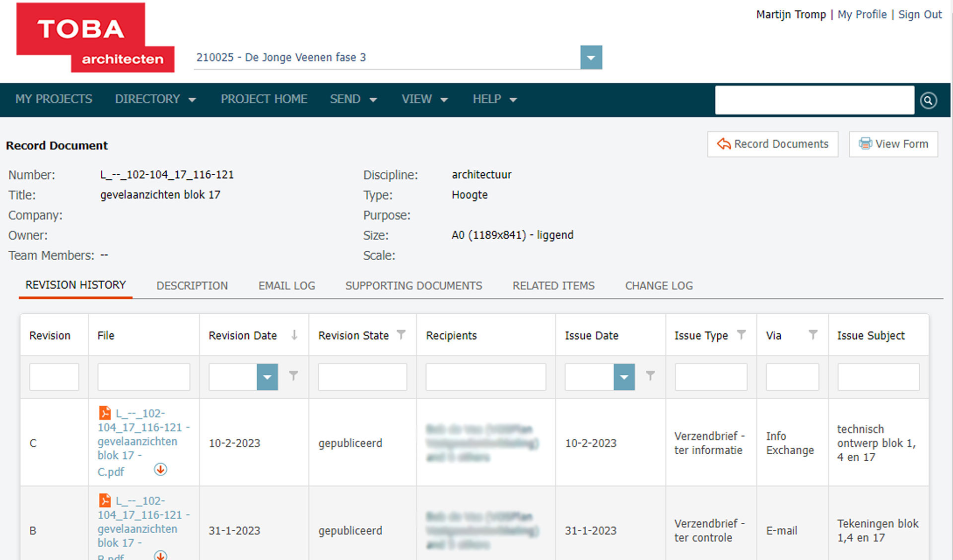 Toba architecten info exchange portaal newforma view document control Toba architecten info exchange portaal newforma view document control