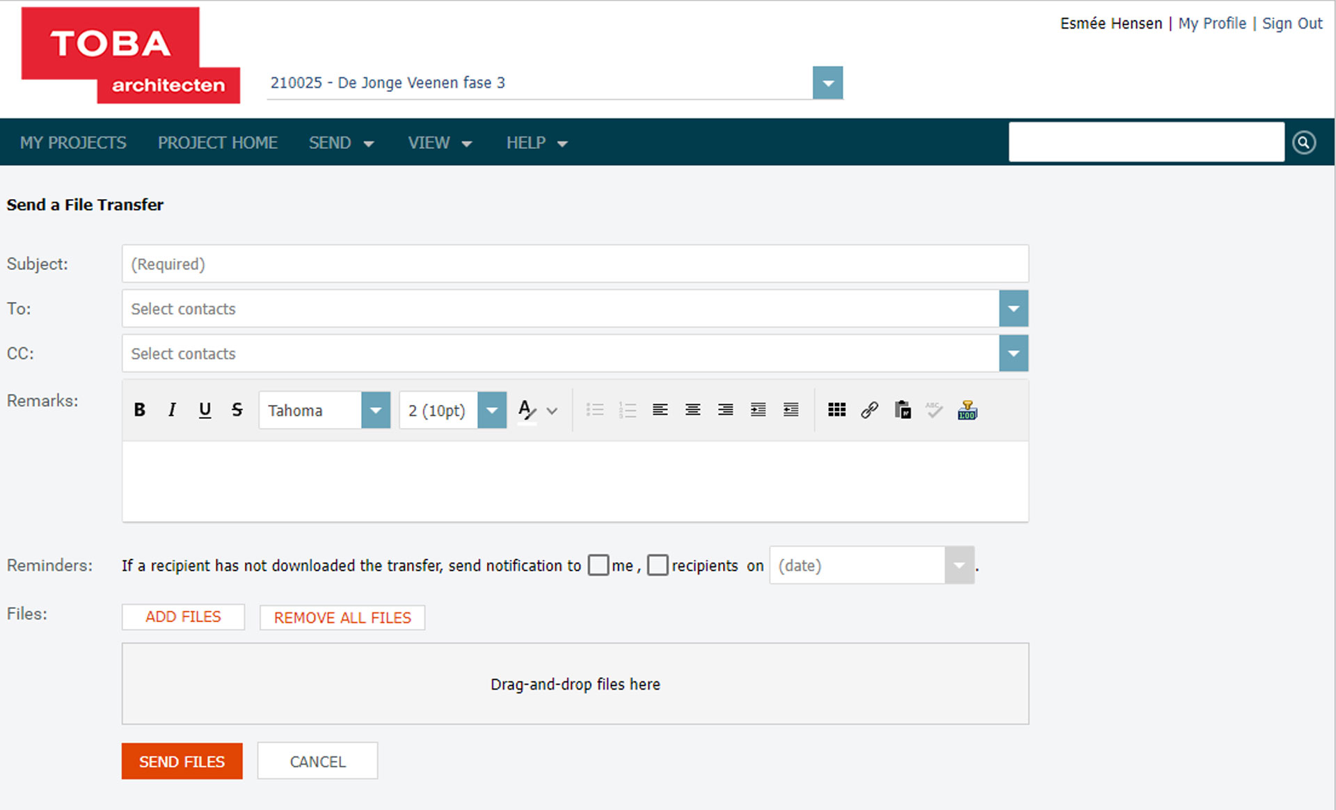 Toba architecten info exchange portaal newforma send files Toba architecten info exchange portaal newforma send files