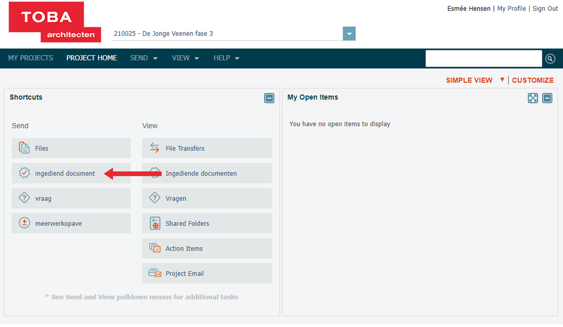 Toba architecten info exchange portaal newforma ingediend document Toba architecten info exchange portaal newforma ingediend document