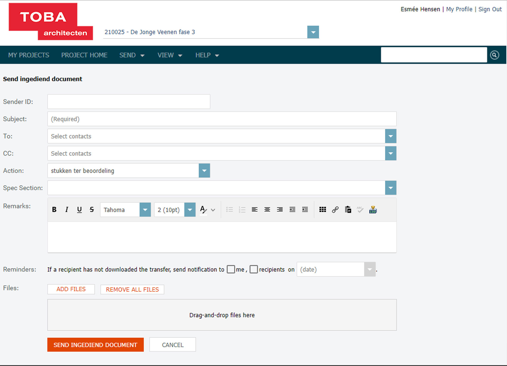 Toba architecten info exchange portaal newforma ingediend document Toba architecten info exchange portaal newforma ingediend document