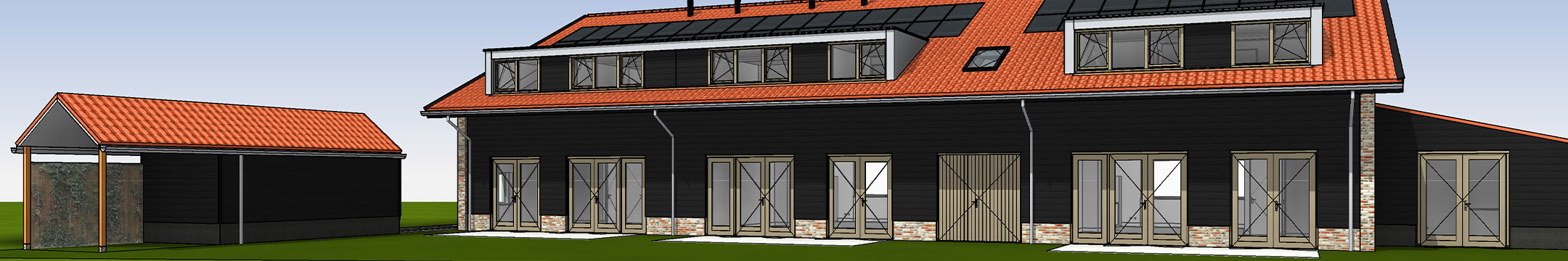 impressie achtergevel 3D BIM model - Veldschuur Soester Erf Soest impressie achtergevel 3D BIM model - Veldschuur Soester Erf Soest