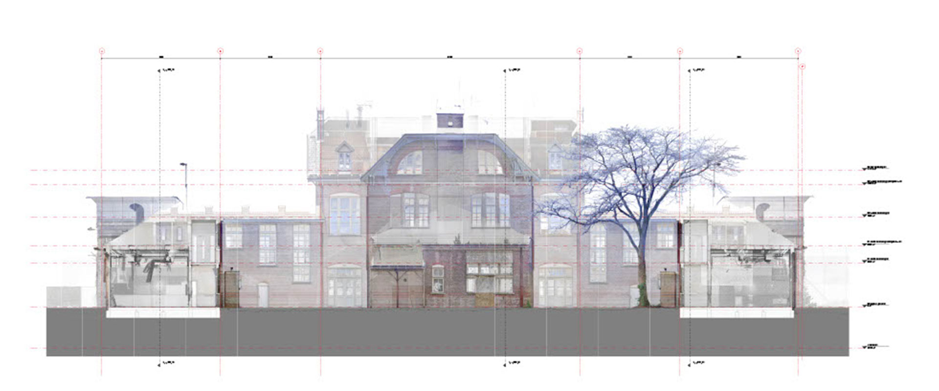 Pointcloud achtergevel voormalig justitiële inrichting Eikenstein Utrechtseweg Zeist Stichtse Lustwarande Pointcloud achtergevel voormalig justitiële inrichting Eikenstein Utrechtseweg Zeist Stichtse Lustwarande