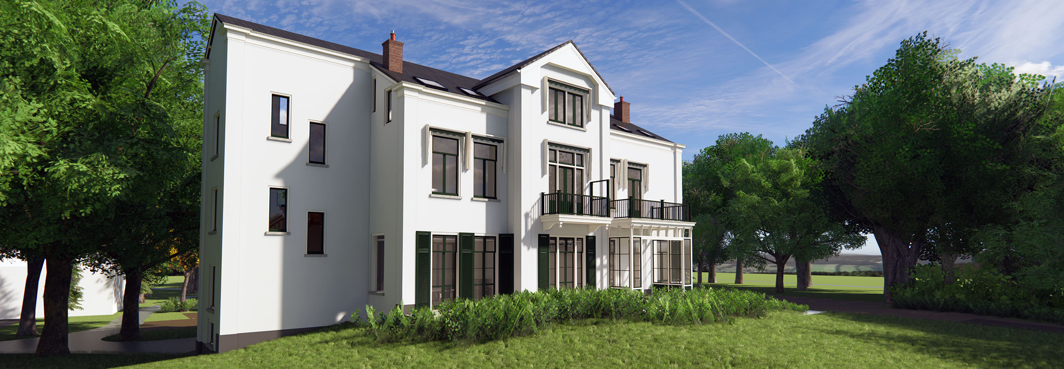 Landgoed Beukenhorst Driebergen impressie voorgevel Landgoed Beukenhorst Driebergen impressie voorgevel