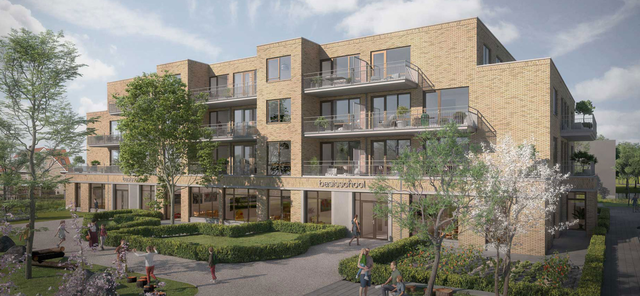 31 appartementen en basisschool jonge veenen moerkapelle impressie