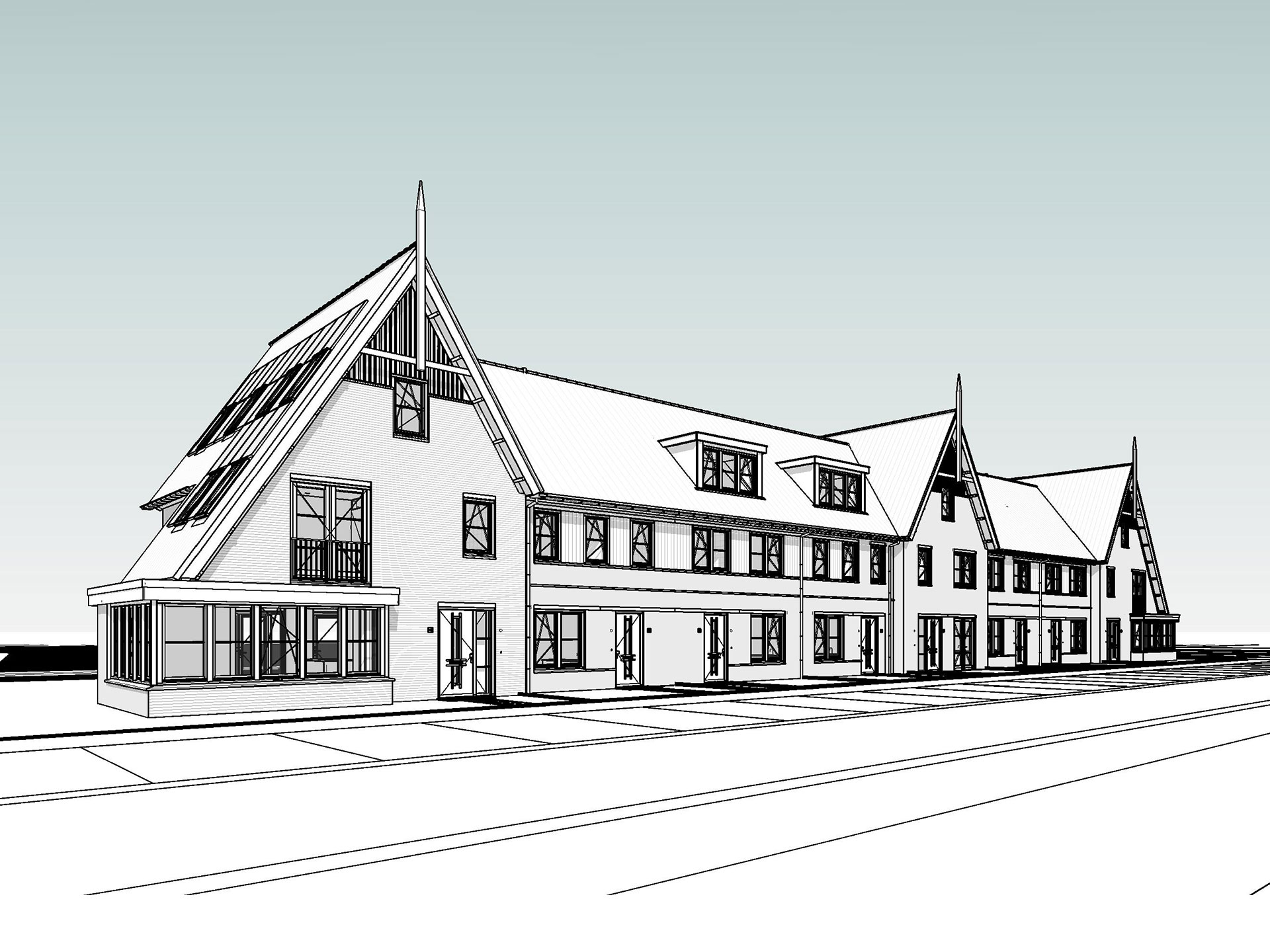 Jonge Veenen fase 3 perspectief BIM-model rijwoningen