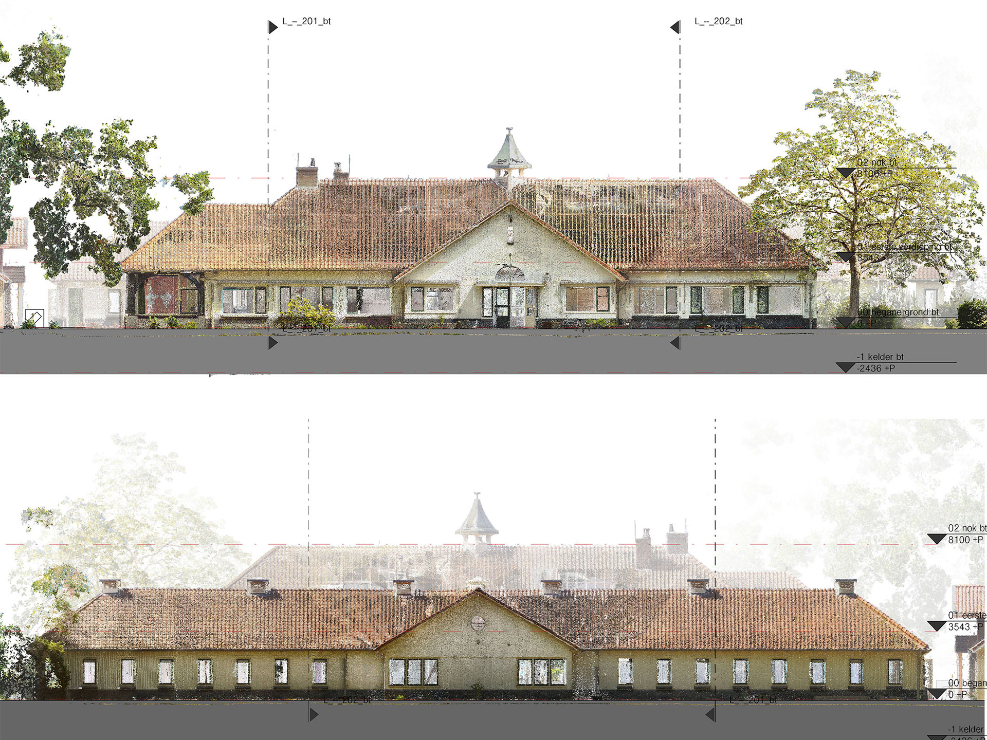 Hollandsche Raden herontwikkeling Hertenkamp zorglocatie bestaande situatie pointcloud Hollandsche Raden herontwikkeling Hertenkamp zorglocatie bestaande situatie pointcloud